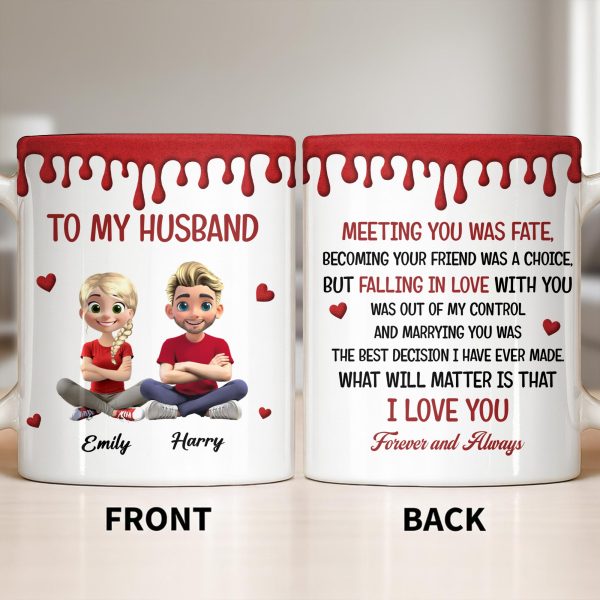 To My Husband, Meeting You Was Fate, Cartoon Couple - Personalized Custom Coffee Mug - CPL1209_MG To My Husband, Meeting You Was Fate, Cartoon Couple - Personalized Custom Coffee Mug - CPL1209_MG