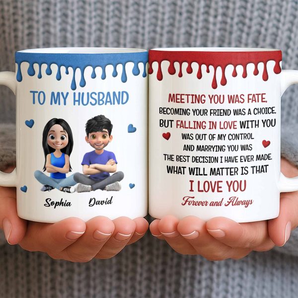 To My Husband, Meeting You Was Fate, Cartoon Couple - Personalized Custom Coffee Mug - CPL1209_MG To My Husband, Meeting You Was Fate, Cartoon Couple - Personalized Custom Coffee Mug - CPL1209_MG