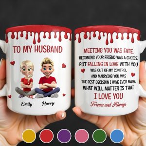 To My Husband, Meeting You Was Fate, Cartoon Couple - Personalized Custom Coffee Mug - CPL1209_MG