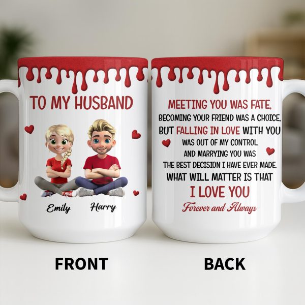 To My Husband, Meeting You Was Fate, Cartoon Couple - Personalized Custom Coffee Mug - CPL1209_MG To My Husband, Meeting You Was Fate, Cartoon Couple - Personalized Custom Coffee Mug - CPL1209_MG