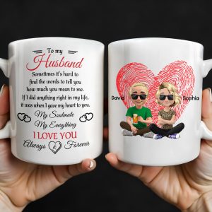 To My Husband, Sometimes It's Hard To Find The Words, Heart And Couple - Personalized Custom Coffee Mug - HSB038_MG