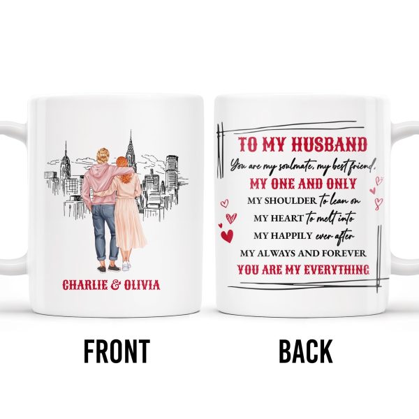 To My Husband You Are My Everything, Romantic Skyline and Couple Design - Personalized Custom Coffee Mug - CPL267_MG