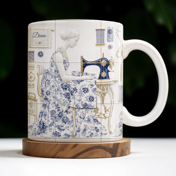 To My Princess In The Tower Inspired By Vintage Sewing Machine and Floral Dress - Personalized Custom Coffee Mug - HOB016_MG To My Princess In The Tower Inspired By Vintage Sewing Machine and Floral Dress - Personalized Custom Coffee Mug - HOB016_MG