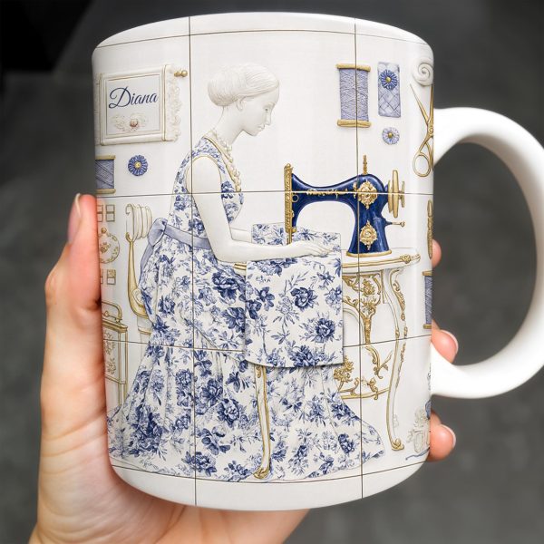 To My Princess In The Tower Inspired By Vintage Sewing Machine and Floral Dress - Personalized Custom Coffee Mug - HOB016_MG To My Princess In The Tower Inspired By Vintage Sewing Machine and Floral Dress - Personalized Custom Coffee Mug - HOB016_MG