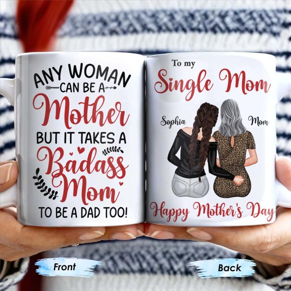 To My Single Mom, Happy Mother's Day, Two Women, Leopard Print - Personalized Custom Coffee Mug - MOM074_MG To My Single Mom, Happy Mother's Day, Two Women, Leopard Print - Personalized Custom Coffee Mug - MOM074_MG