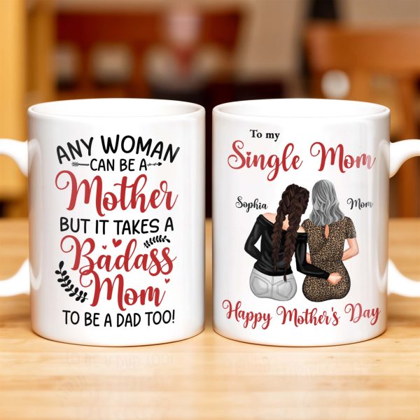 To My Single Mom, Happy Mother's Day, Two Women, Leopard Print - Personalized Custom Coffee Mug - MOM074_MG To My Single Mom, Happy Mother's Day, Two Women, Leopard Print - Personalized Custom Coffee Mug - MOM074_MG