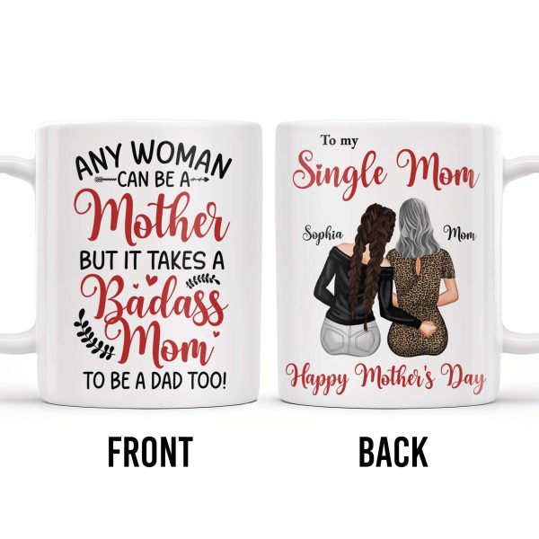 To My Single Mom, Happy Mother's Day, Two Women, Leopard Print - Personalized Custom Coffee Mug - MOM074_MG To My Single Mom, Happy Mother's Day, Two Women, Leopard Print - Personalized Custom Coffee Mug - MOM074_MG