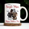 To My Single Mom, Happy Mother's Day, Two Women, Leopard Print - Personalized Custom Coffee Mug - MOM074_MG To My Single Mom, Happy Mother's Day, Two Women, Leopard Print - Personalized Custom Coffee Mug - MOM074_MG