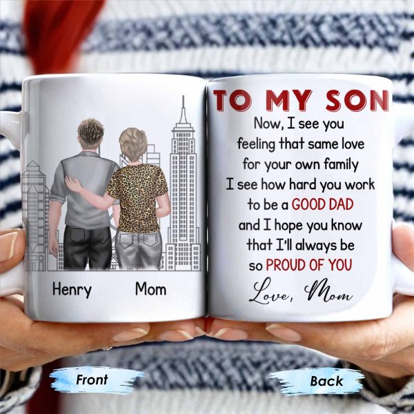 To My Son, City Skyline, People, Good Dad - Personalized Custom Coffee Mug - SON057_MG
