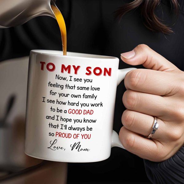 To My Son, City Skyline, People, Good Dad - Personalized Custom Coffee Mug - SON057_MG
