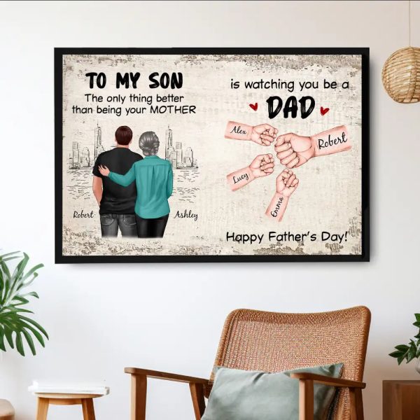 "To My Son I Will Always Carry You in My Heart" Personalized Poster, Heartfelt Gift from Mom Dad