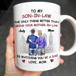 To My Son-In-Law The Only Thing Better Than Being Your Mother-In-Law, Cityscape and Heart - Personalized Custom Coffee Mug - SON040_MG