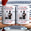 To My Son, You May Be A Man To The World, Father And Son Looking At City Skyline - Personalized Custom Coffee Mug - SON037_MG