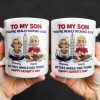 To My Son You're Really Kicking Ass At This Whole Dad Thing, Cartoon Characters and City Skyline - Personalized Custom Coffee Mug - SON049_MG
