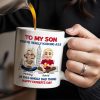 To My Son You're Really Kicking Ass At This Whole Dad Thing, Cartoon Characters and City Skyline - Personalized Custom Coffee Mug - SON049_MG