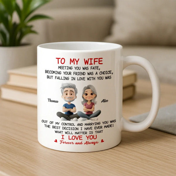 To My Wife Love Quote Ceramic Mug, Personalized Couple Cartoon, Romantic Morning Coffee Unique Gift To My Wife Love Quote Ceramic Mug, Personalized Couple Cartoon, Romantic Morning Coffee Unique Gift