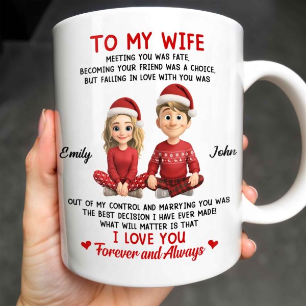 To My Wife, Meeting You Was Fate, Love Forever And Always, Cartoon Couple - Personalized Custom Coffee Mug - CPL988_MG To My Wife, Meeting You Was Fate, Love Forever And Always, Cartoon Couple - Personalized Custom Coffee Mug - CPL988_MG