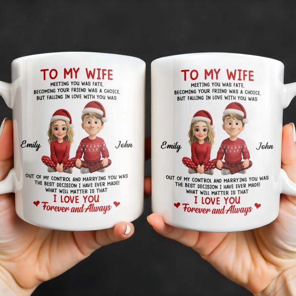 To My Wife, Meeting You Was Fate, Love Forever And Always, Cartoon Couple - Personalized Custom Coffee Mug - CPL988_MG To My Wife, Meeting You Was Fate, Love Forever And Always, Cartoon Couple - Personalized Custom Coffee Mug - CPL988_MG