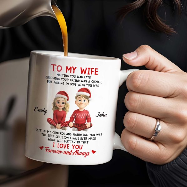 To My Wife, Meeting You Was Fate, Love Forever And Always, Cartoon Couple - Personalized Custom Coffee Mug - CPL988_MG To My Wife, Meeting You Was Fate, Love Forever And Always, Cartoon Couple - Personalized Custom Coffee Mug - CPL988_MG