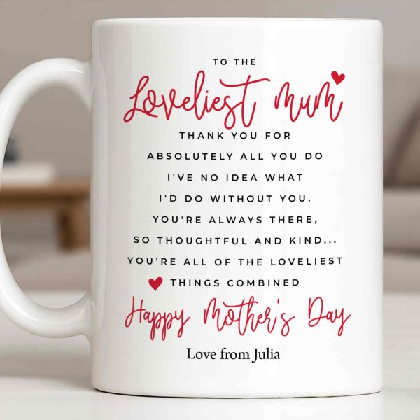 To The Loveliest Mum With Hearts - Personalized Custom Coffee Mug - MOM154_MG To The Loveliest Mum With Hearts - Personalized Custom Coffee Mug - MOM154_MG