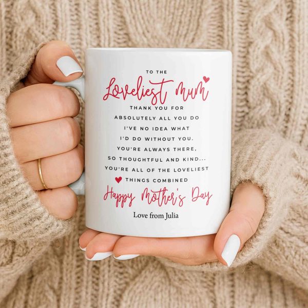 To The Loveliest Mum With Hearts - Personalized Custom Coffee Mug - MOM154_MG To The Loveliest Mum With Hearts - Personalized Custom Coffee Mug - MOM154_MG