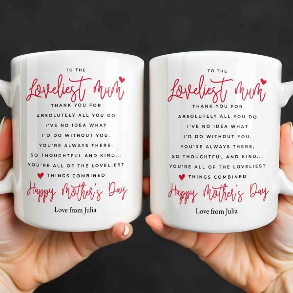 To The Loveliest Mum With Hearts - Personalized Custom Coffee Mug - MOM154_MG To The Loveliest Mum With Hearts - Personalized Custom Coffee Mug - MOM154_MG