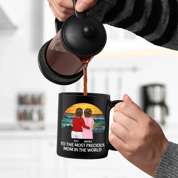 To The Most Precious Mom In The World - Personalized Black Mug