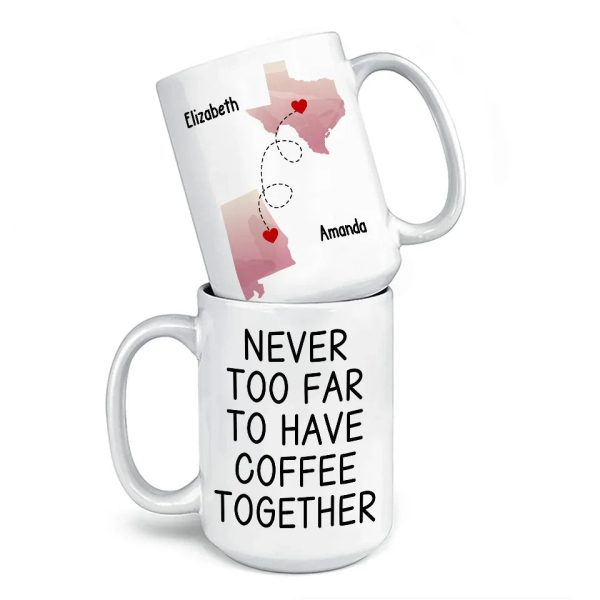 Together In Spirit, Even With A Drink Apart - Bestie Personalized Custom Mug - Christmas Gift For Best Friends, BFF, Sisters