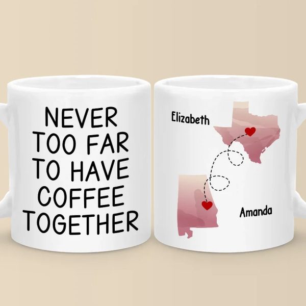 Together In Spirit, Even With A Drink Apart - Bestie Personalized Custom Mug - Christmas Gift For Best Friends, BFF, Sisters