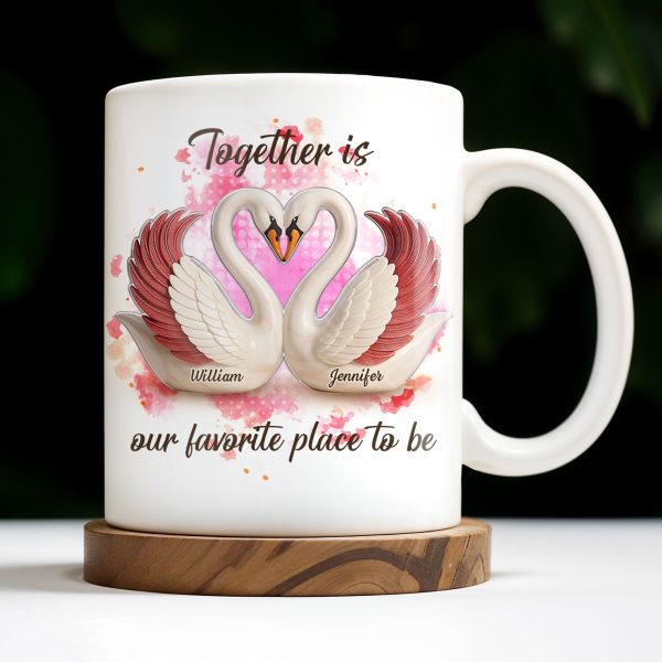 Together Is Our Favorite Place To Be, Swans and Hearts - Personalized Custom Coffee Mug - CPL411_MG Together Is Our Favorite Place To Be, Swans and Hearts - Personalized Custom Coffee Mug - CPL411_MG