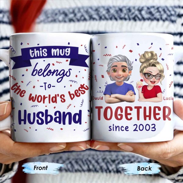 Together Since 2003, Cartoon Couple and Confetti - Personalized Custom Coffee Mug - HSB035_MG Together Since 2003, Cartoon Couple and Confetti - Personalized Custom Coffee Mug - HSB035_MG