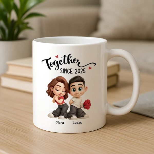 Together Since Ceramic Mug, Personalized Couple Keepsake For Morning Coffee, Sweet Unique Gift For Couples Together Since Ceramic Mug, Personalized Couple Keepsake For Morning Coffee, Sweet Unique Gift For Couples
