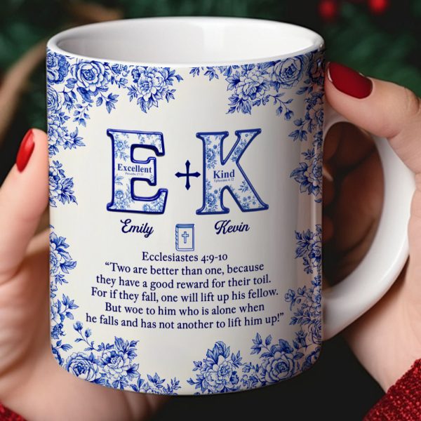 Toile de Jouy Faith & Love Mug Personalized Gifts For Couple 01HYDT061025 Toile de Jouy Faith & Love Mug Personalized Gifts For Couple 01HYDT061025