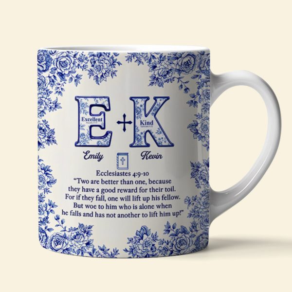 Toile de Jouy Faith & Love Mug Personalized Gifts For Couple 01HYDT061025 Toile de Jouy Faith & Love Mug Personalized Gifts For Couple 01HYDT061025