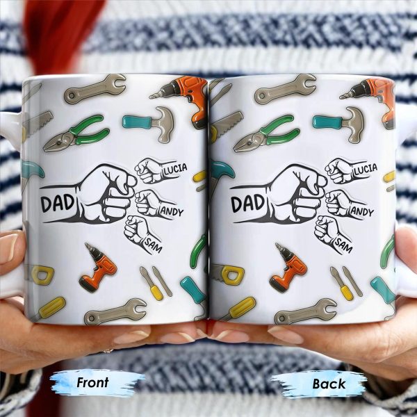 Tools and Fist Bump Design, A Heartfelt Gift - Personalized Custom Coffee Mug - DAD128_MG