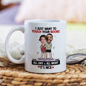 Touch Your Boobs, Custom Couple Mug Personalized, Mugs Custom Girlfriend, Gift For Couple
