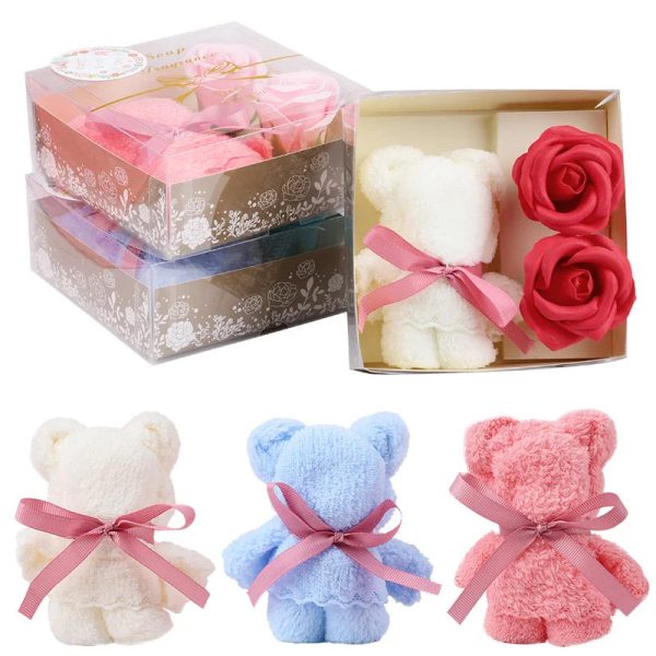 Towel Bear Soap Flower Gift Box for Valentine's Day, Wedding, Mother's Day, and Birthday Towel Bear Soap Flower Gift Box for Valentine's Day, Wedding, Mother's Day, and Birthday
