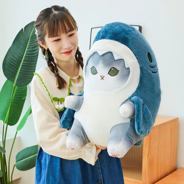 Transformed Cat Doll Plush Toy - Adorable Shark Design for Kids