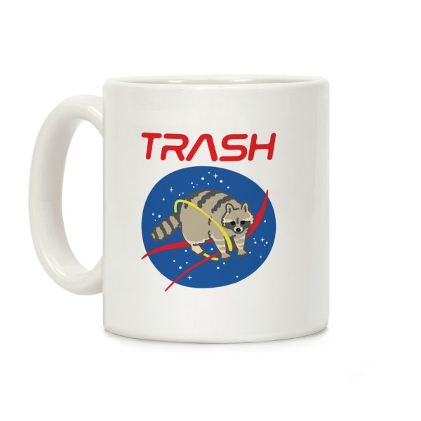 Trash Raccoon Nasa Logo Parody White Print Coffee Mug Trash Raccoon Nasa Logo Parody White Print Coffee Mug
