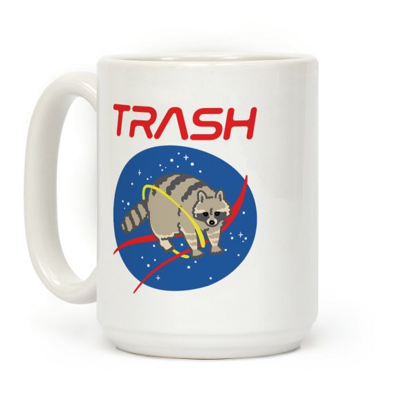 Trash Raccoon Nasa Logo Parody White Print Coffee Mug Trash Raccoon Nasa Logo Parody White Print Coffee Mug
