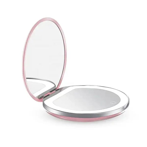 Travel-Friendly Led Makeup Mirror, 1X/10X Magnification, Compact & Usb Rechargeable