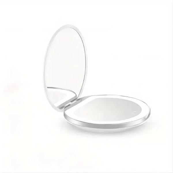 Travel-Friendly Led Makeup Mirror, 1X/10X Magnification, Compact & Usb Rechargeable
