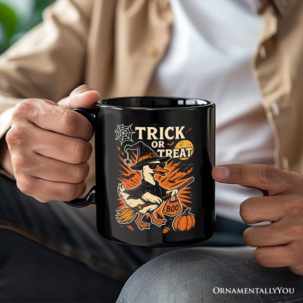 Trick or Treat Goose Personalized Mug, Vintage Halloween Witch Gift with Custom Name Trick or Treat Goose Personalized Mug, Vintage Halloween Witch Gift with Custom Name