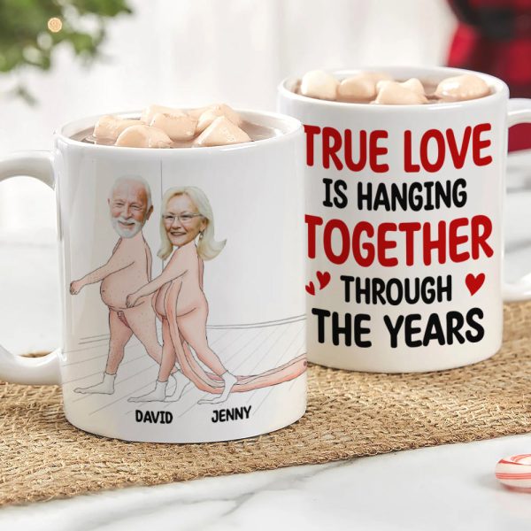 True Love Is Hanging Together Through The Years, Custom Couple Face Coffee Mug, Funny Gift For Couple, Valentine's Gifts