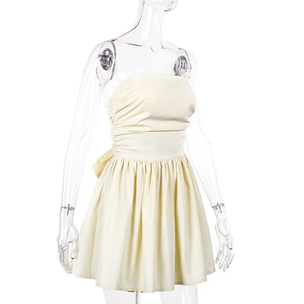 Tube Frill Ruched Bow Mini Dress Tube Frill Ruched Bow Mini Dress