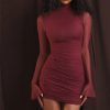 Turtleneck Mesh Sheer Long Sleeve Mini Dresses Turtleneck Mesh Sheer Long Sleeve Mini Dresses