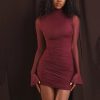 Turtleneck Mesh Sheer Long Sleeve Mini Dresses Turtleneck Mesh Sheer Long Sleeve Mini Dresses