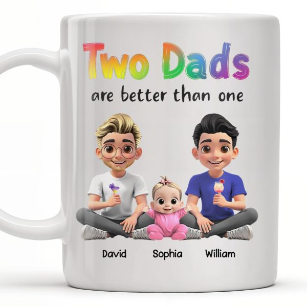 Two Dads Are Better Than One, Cartoon Characters and Ice Cream - Personalized Custom Coffee Mug - DAD109_MG Two Dads Are Better Than One, Cartoon Characters and Ice Cream - Personalized Custom Coffee Mug - DAD109_MG
