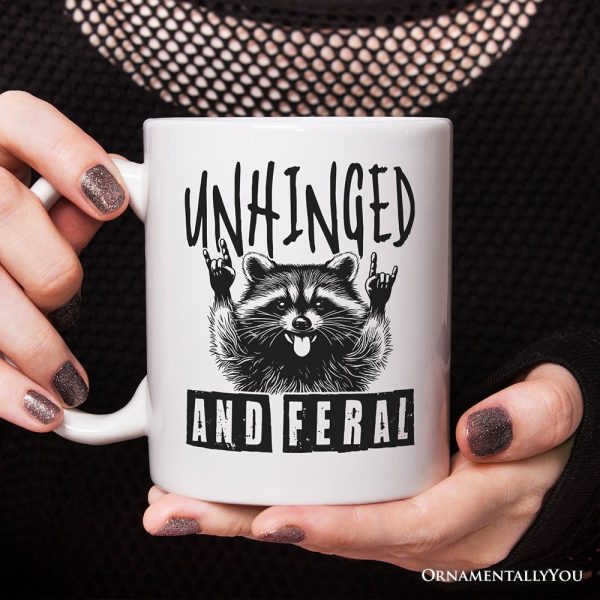 Unhinged and Feral Personalized Mug, Funny Raccoon Rock Hands Gift with Custom Name Unhinged and Feral Personalized Mug, Funny Raccoon Rock Hands Gift with Custom Name