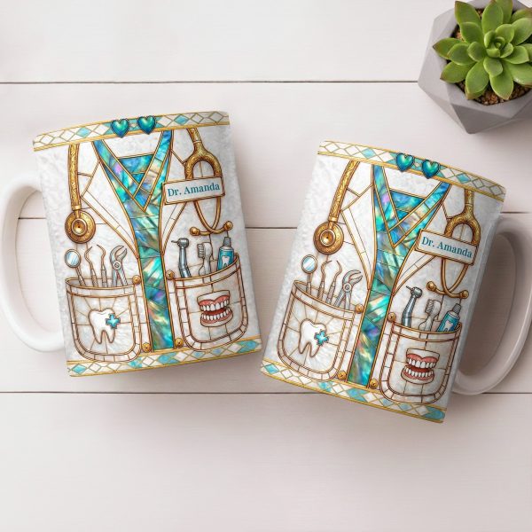 Unique Dentist-Themed Design With Essential Dental Tools - Personalized Custom Coffee Mug - DOC104_MG Unique Dentist-Themed Design With Essential Dental Tools - Personalized Custom Coffee Mug - DOC104_MG